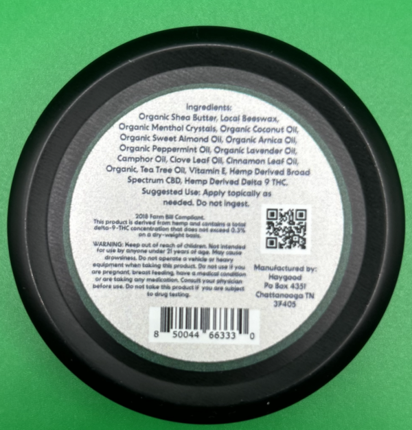 Natural Topical Salve - 3:1 Blend (450mg CBD & 150mg D9) - Image 2